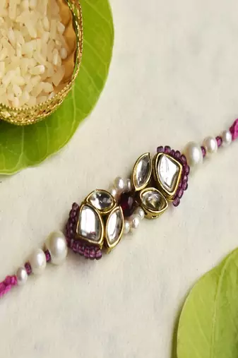 Kundan noor rakhi with roli chawal capsules