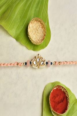 Kundan crown rakhi with roli chawal capsules 2