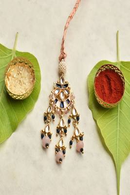 Kundan pearl chandbali lumba with roli chawal capsules 1