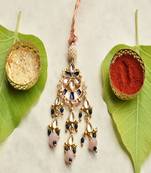 Kundan pearl chandbali lumba with roli chawal capsules