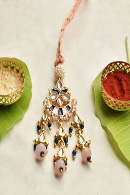 Kundan pearl chandbali lumba with roli chawal capsules 3