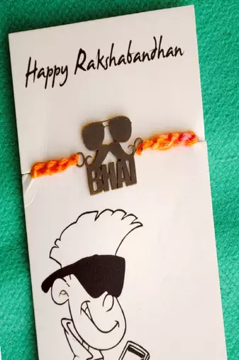 Bhai moustache rakhi with roli chawal capsules