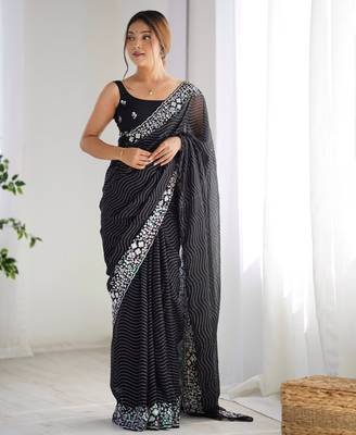 Black georgette embroidered saree 1