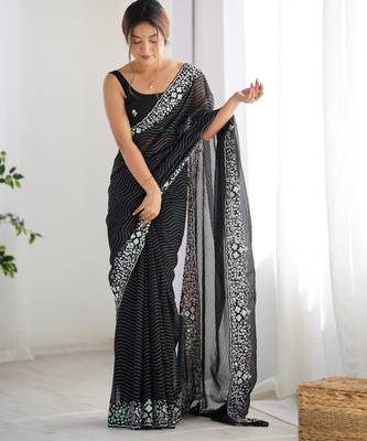 Black georgette embroidered saree 5