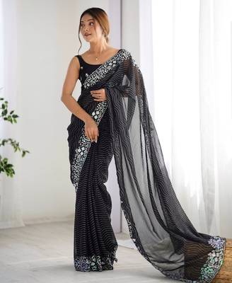 Black georgette embroidered saree 6