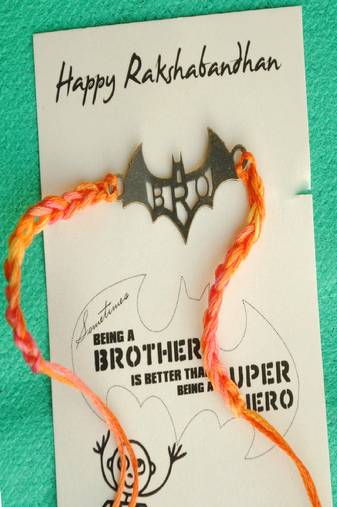 Bat bro quirky rakhi with roli chawal capsules