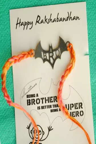 Bat bro quirky rakhi with roli chawal capsules