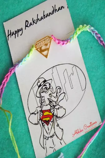 Super bhabhi quirky rakhi with roli chawal capsules