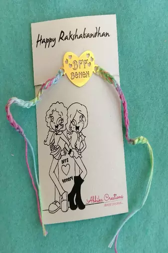 "bff behan" sister quirky rakhi with roli chawal capsules