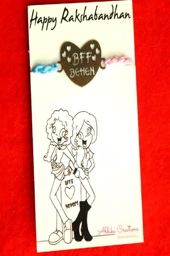 "bff behan" sister quirky rakhi with roli chawal capsules