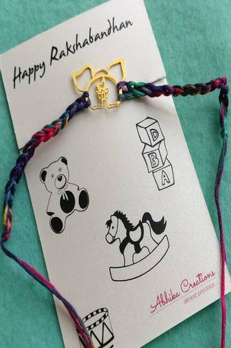 Baby elephant quirky rakhi with roli chawal capsules