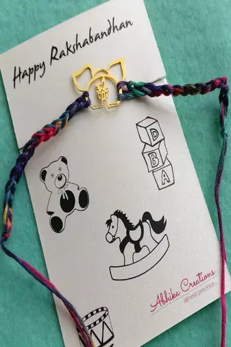 Baby elephant quirky rakhi with roli chawal capsules
