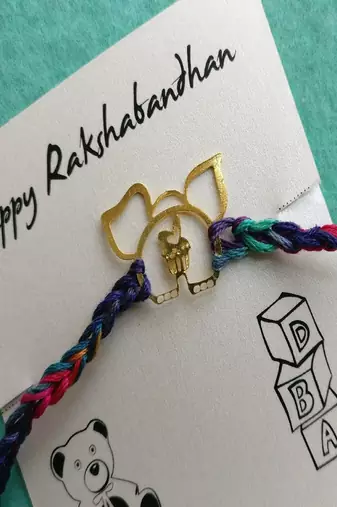 Baby elephant quirky rakhi with roli chawal capsules