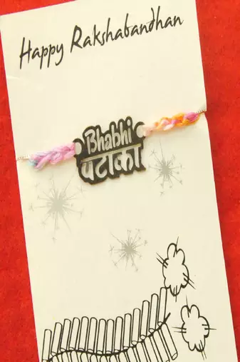 Bhabhi pataka quirky rakhi with roli chawal capsules