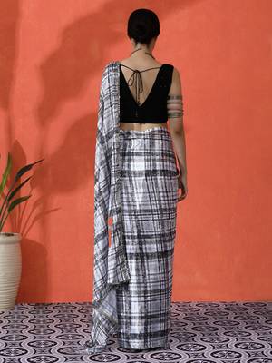 Off white chinon digital printed saree 2