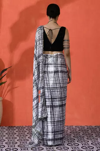 Off white chinon digital printed saree