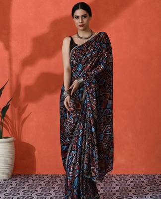 Multy chinon digital printed girlie partywear saree 1
