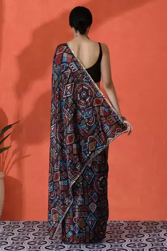 Multy chinon digital printed girlie partywear saree