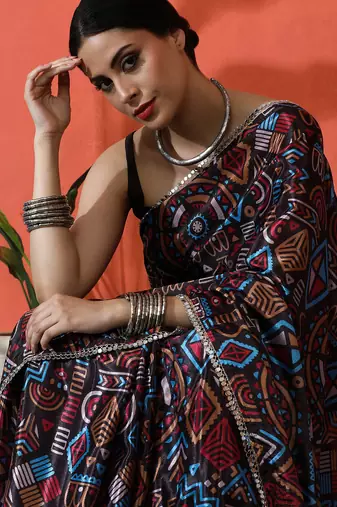Multy chinon digital printed girlie partywear saree