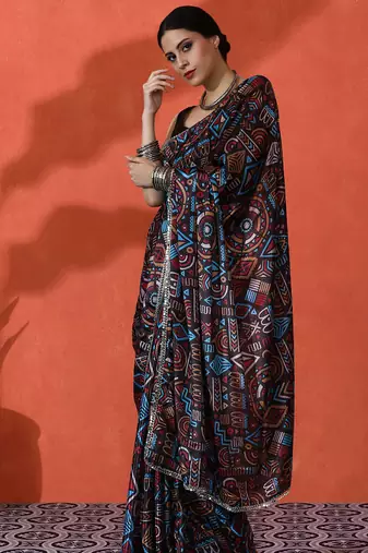 Multy chinon digital printed girlie partywear saree
