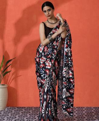 Multy chinon digital printed girlie partywear saree 1