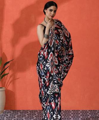 Multy chinon digital printed girlie partywear saree 5