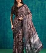 ready made black muslin fabric designer printed partywear saree