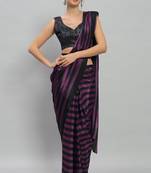 ready to wear purple color satin fabric ceremonial saree