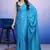 ready to wear sky blue color satin fabric ceremonial saree