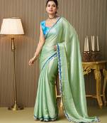 Pista chiffon party wear saree