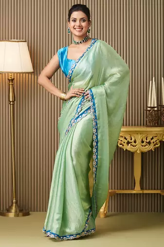 Pista chiffon party wear saree