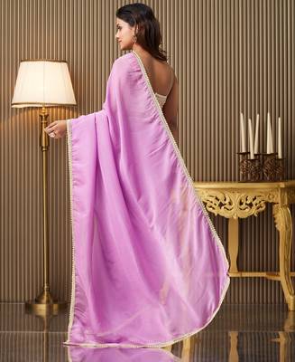 Lavender chiffon fancy party saree 2