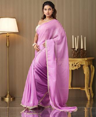 Lavender chiffon fancy party saree 4