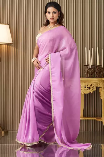 Lavender chiffon fancy party saree