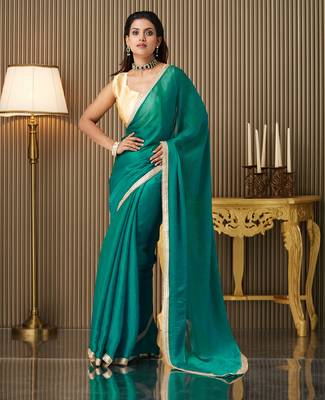 Rama chiffon fancy party saree 1