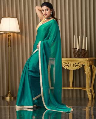 Rama chiffon fancy party saree 4