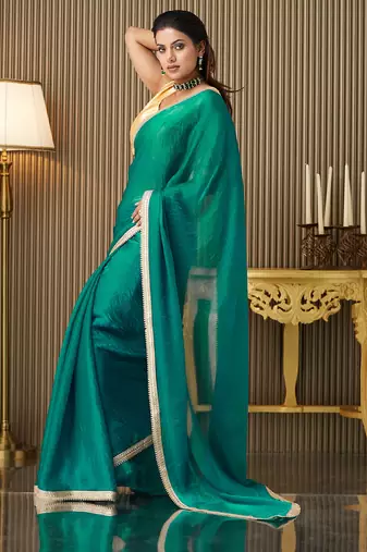 Rama chiffon fancy party saree
