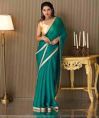 Rama chiffon fancy party saree 5