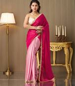 Pink color chiffon fabric fancy bollywood party saree