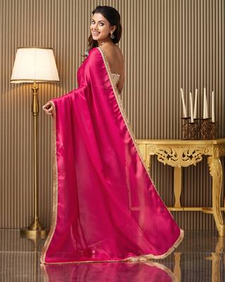 Pink chiffon fancy party saree 2
