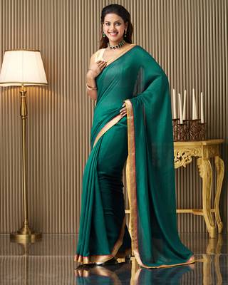 Rama silk blend fancy party saree 1