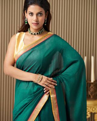 Rama silk blend fancy party saree 3