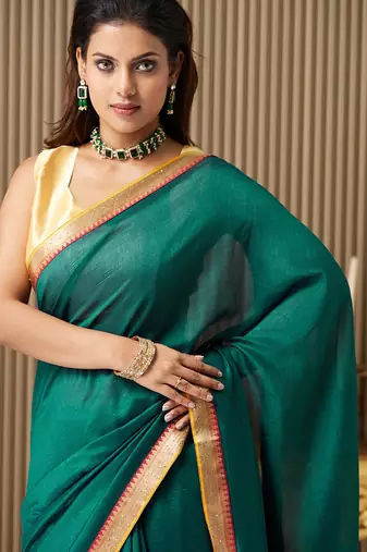 Rama silk blend fancy party saree