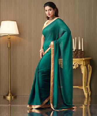 Rama silk blend fancy party saree 4