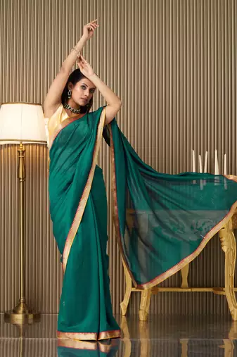 Rama silk blend fancy party saree
