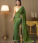 Mahendi color silk fabric fancy bollywood party saree