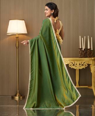 Mahendi silk blend fancy party saree 2