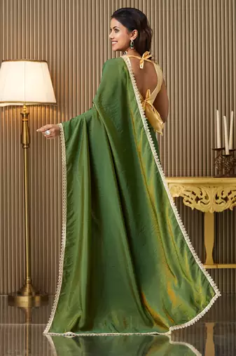 Mahendi silk blend fancy party saree