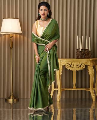 Mahendi silk blend fancy party saree 4