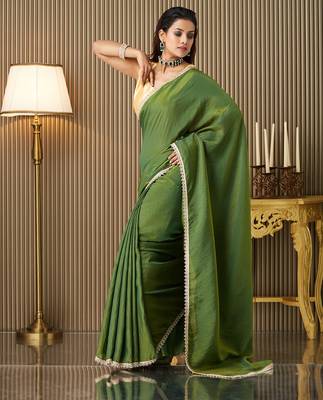 Mahendi silk blend fancy party saree 5